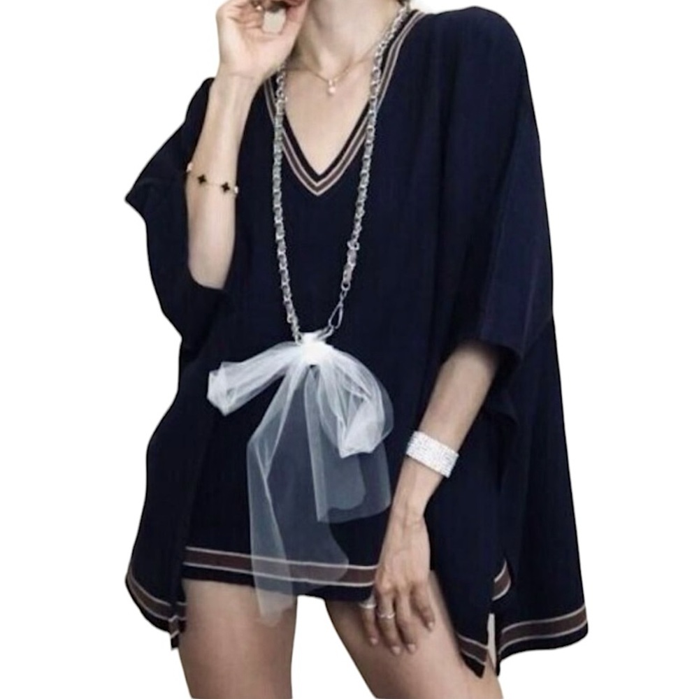 House of Harlow 1960 Varsity Sweater Poncho Dress, One Size NWT